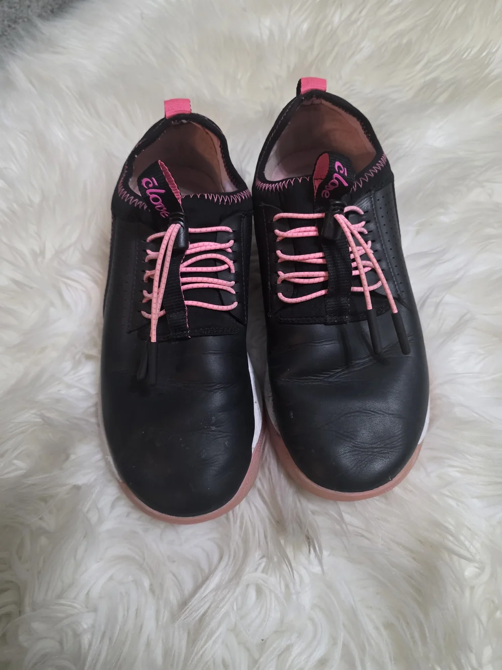 Women's Black Sneakers with Pink Accents - Lightweight Everyday Sport Shoes